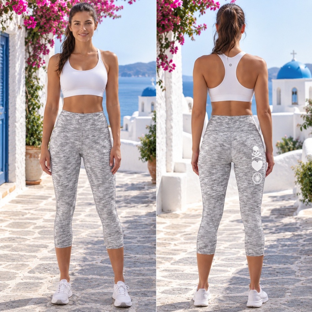Lululemon SoulCycle Pace Rival Crop Leggings Grey Space Dye Mesh Womens‎ 8-READ